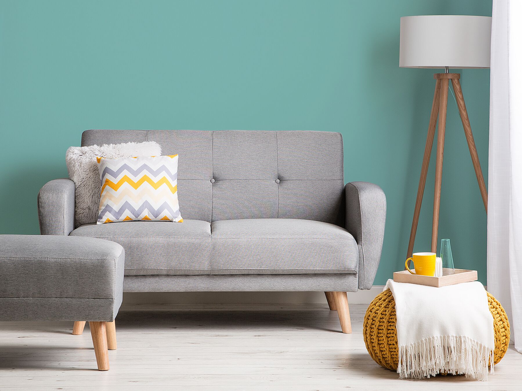 2 Seater Fabric Sofa Bed Grey FLORLI