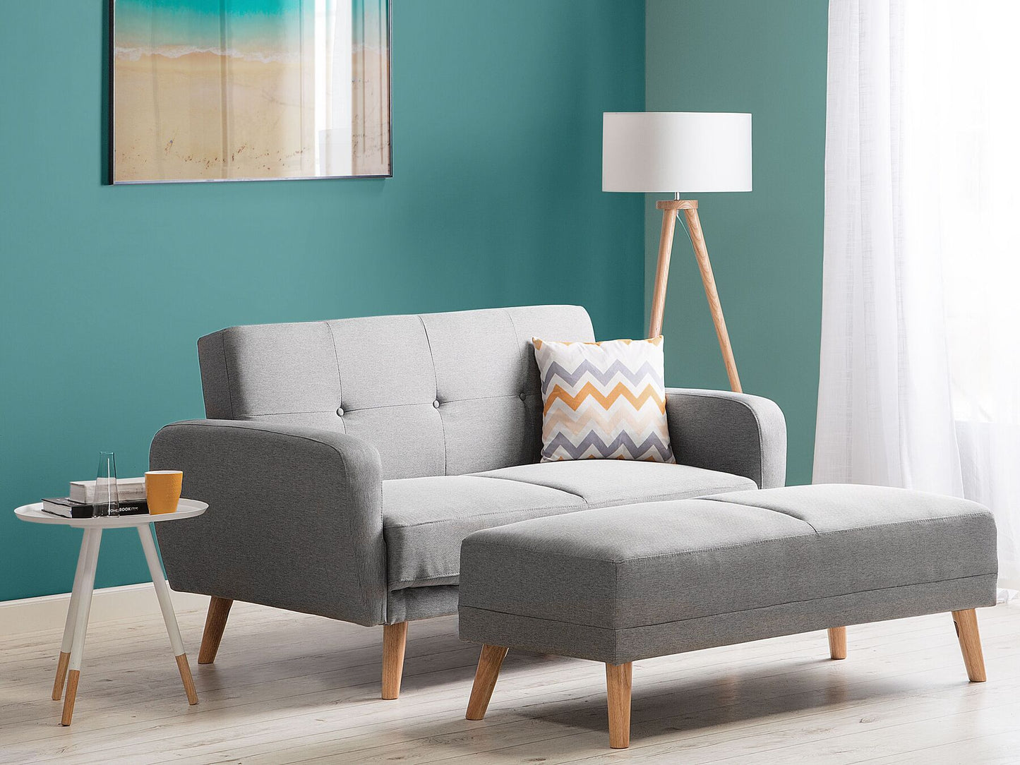 2 Seater Fabric Sofa Bed Grey FLORLI