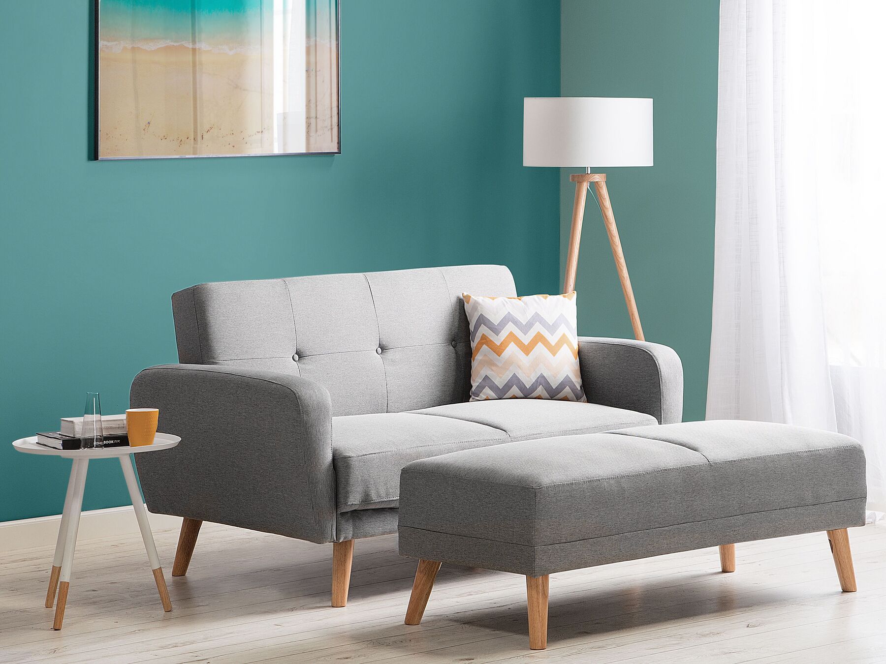2 Seater Fabric Sofa Bed Grey FLORLI