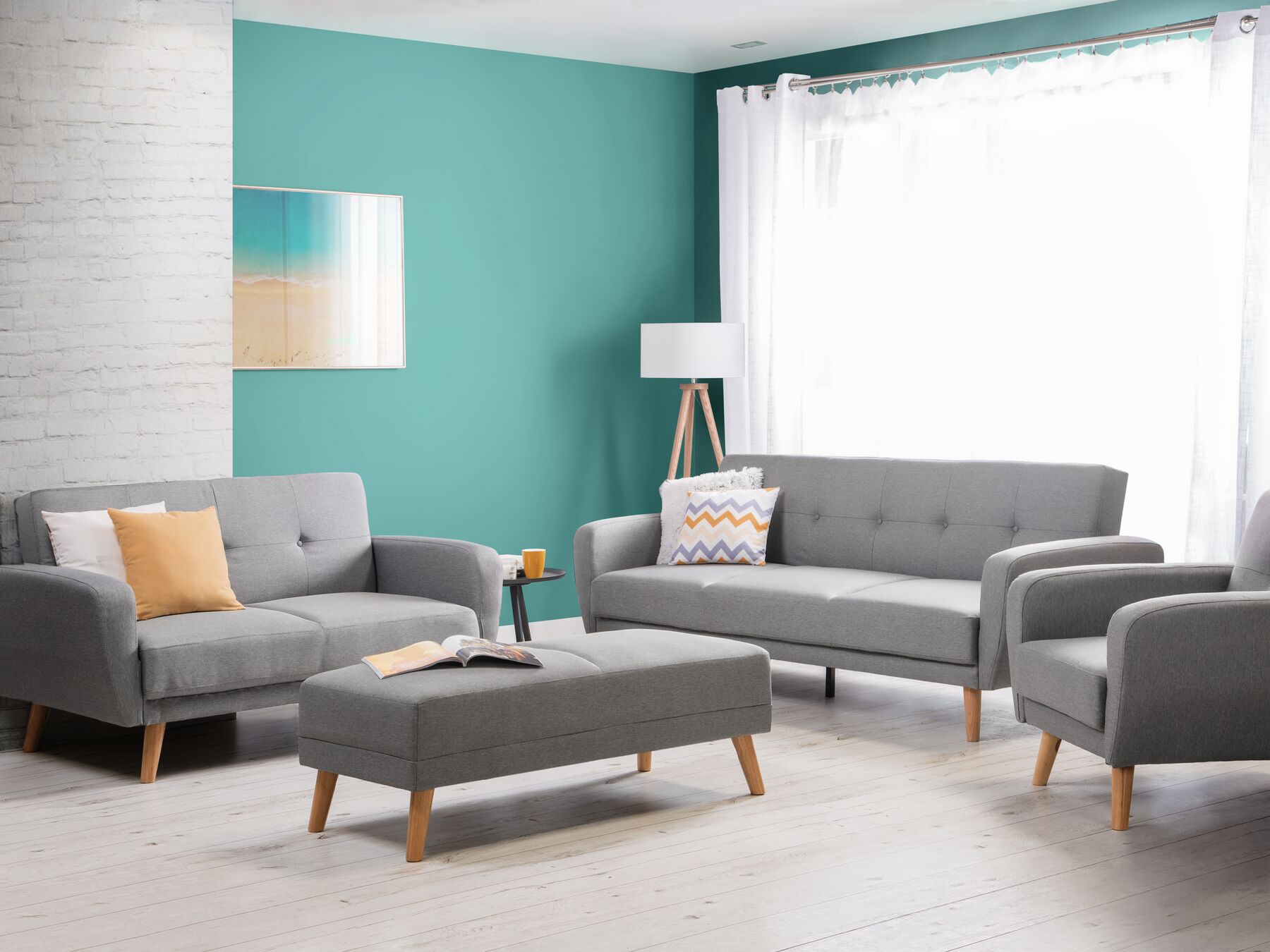 2 Seater Fabric Sofa Bed Grey FLORLI