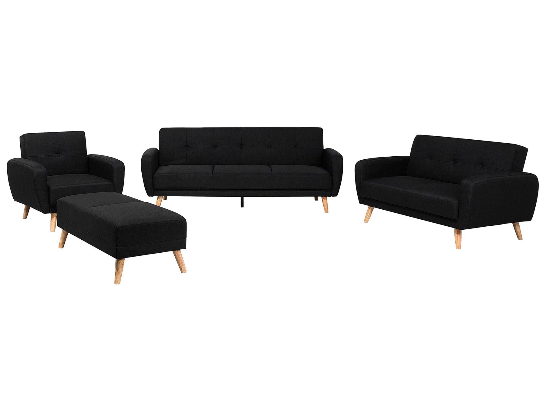 2 Seater Fabric Sofa Bed Black FLORLI