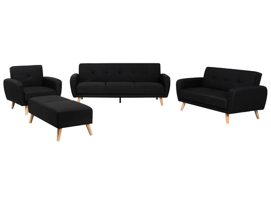 2 Seater Fabric Sofa Bed Black FLORLI