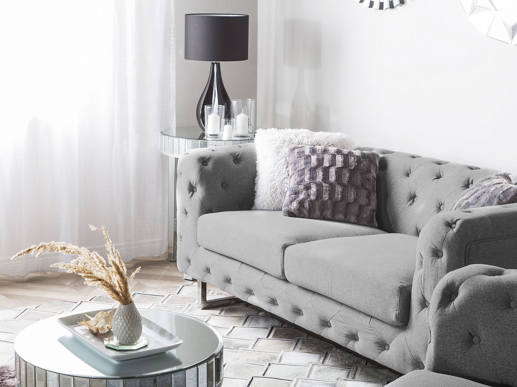 2 Seater Fabric Sofa Grey VISSLAND