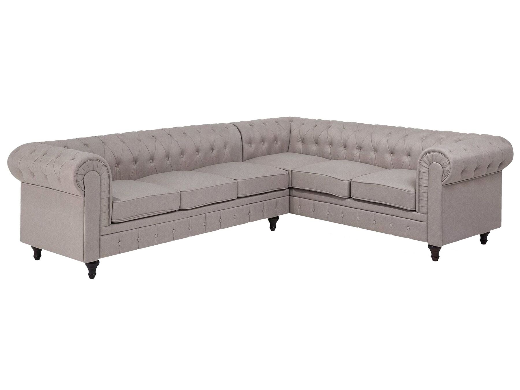 Left Hand Fabric Corner Sofa Beige CHESTERFIELD