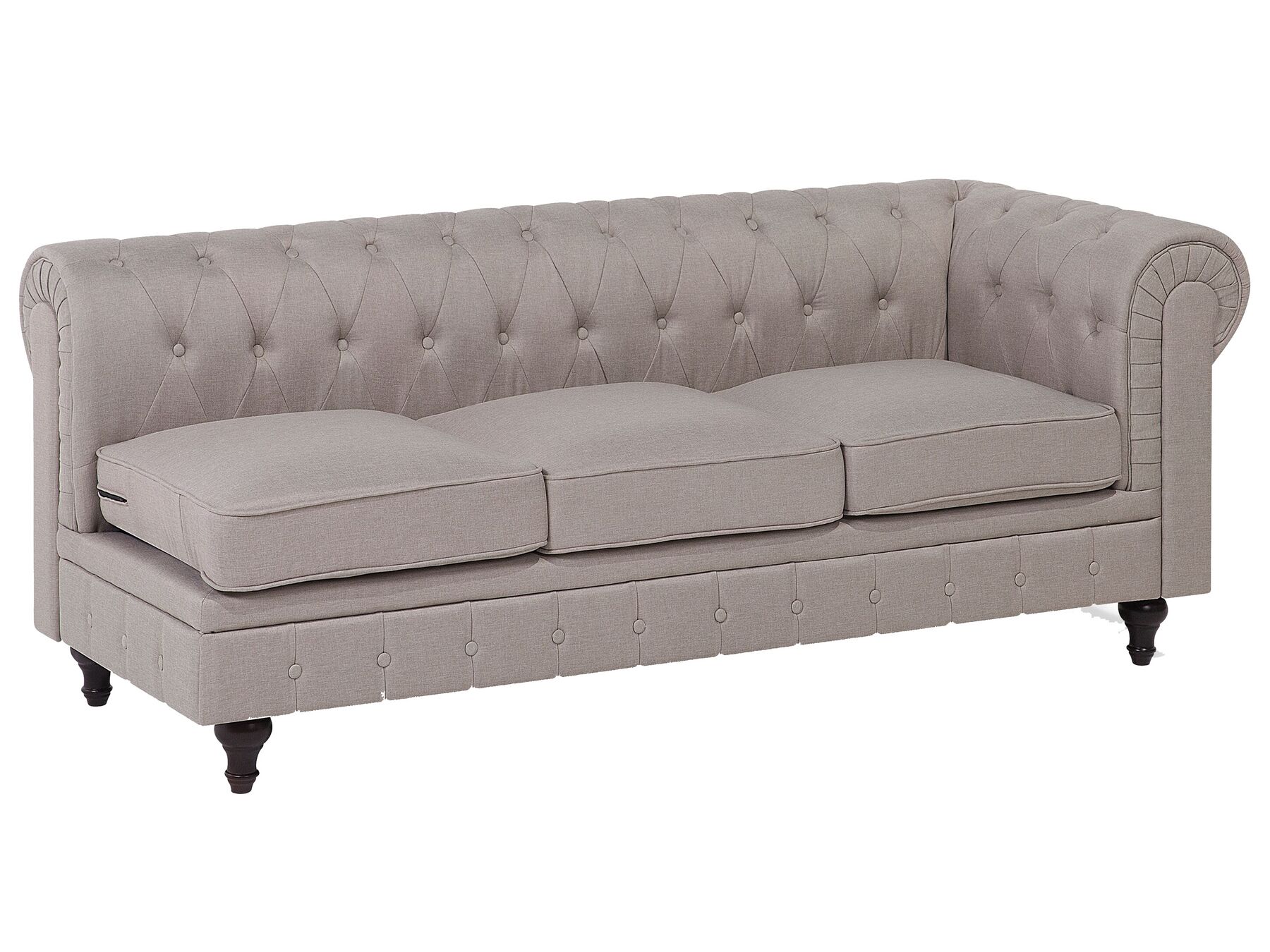Left Hand Fabric Corner Sofa Beige CHESTERFIELD