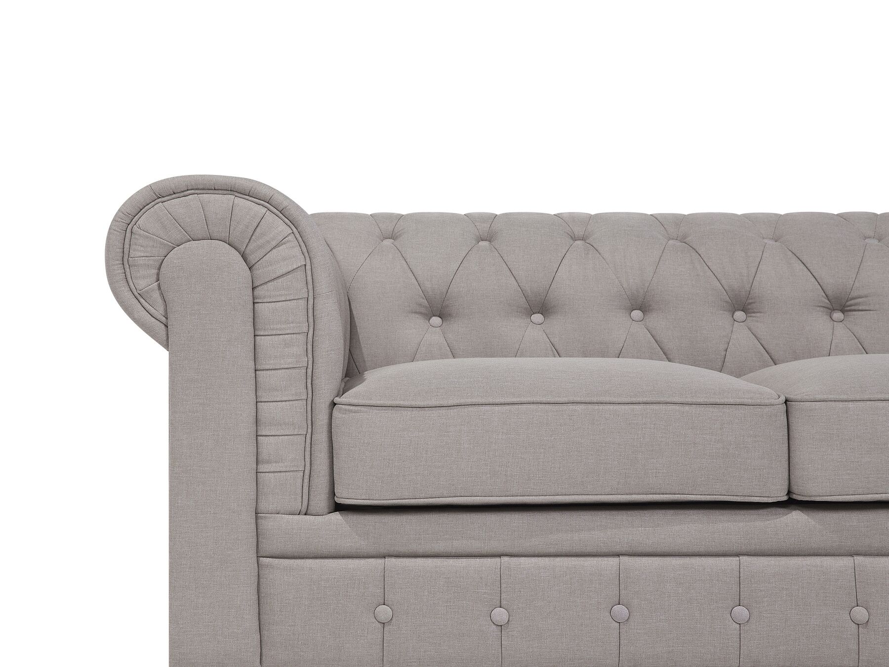 Left Hand Fabric Corner Sofa Beige CHESTERFIELD