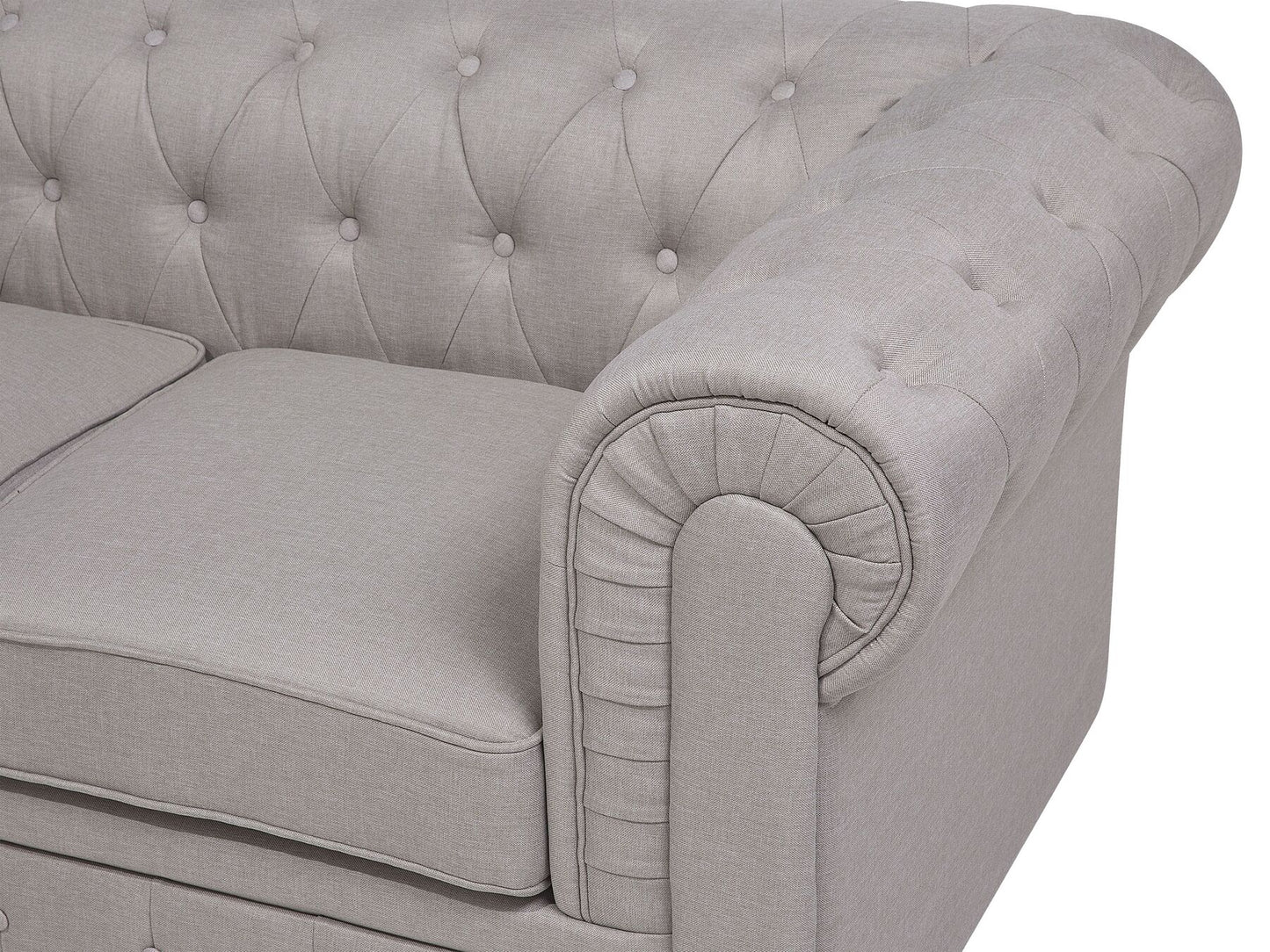 Left Hand Fabric Corner Sofa Beige CHESTERFIELD