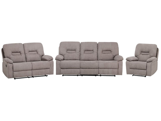2 Seater Fabric Manual Recliner Sofa Taupe Beige BERGEN