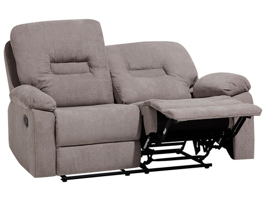 2 Seater Fabric Manual Recliner Sofa Taupe Beige BERGEN