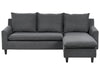 Left Hand Fabric Corner Sofa Dark Grey ELVENES
