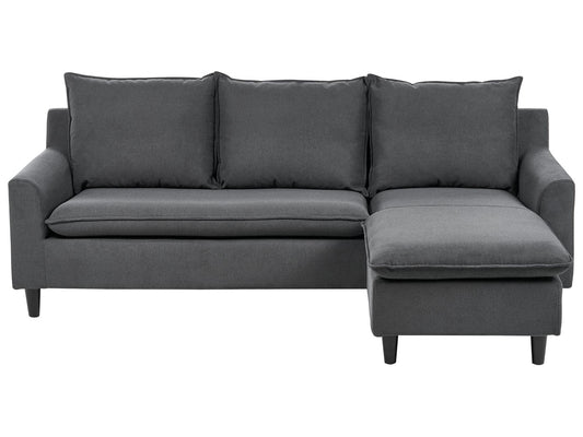 Left Hand Fabric Corner Sofa Dark Grey ELVENES