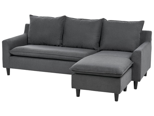 Left Hand Fabric Corner Sofa Dark Grey ELVENES
