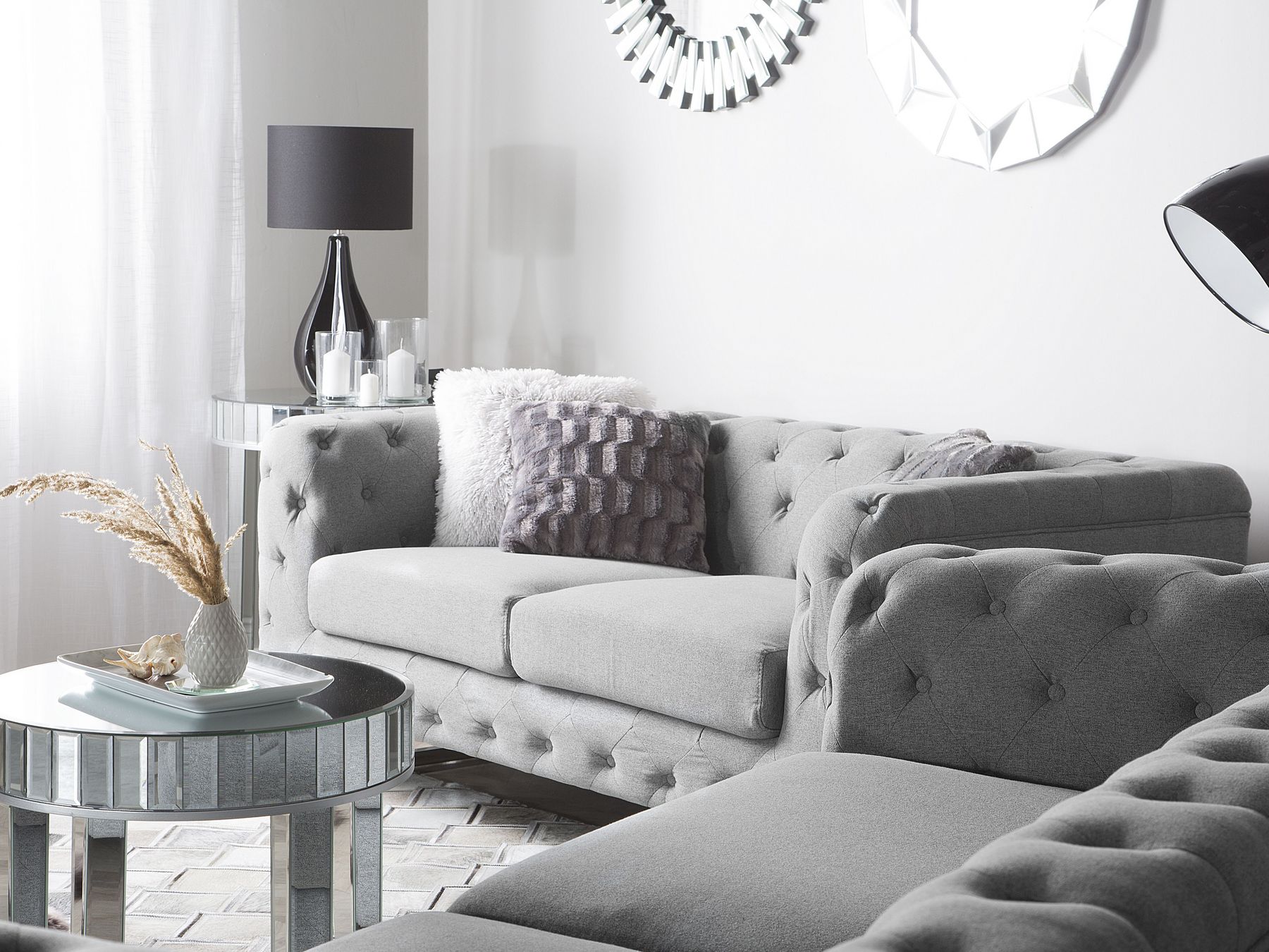 2 Seater Fabric Sofa Grey VISSLAND