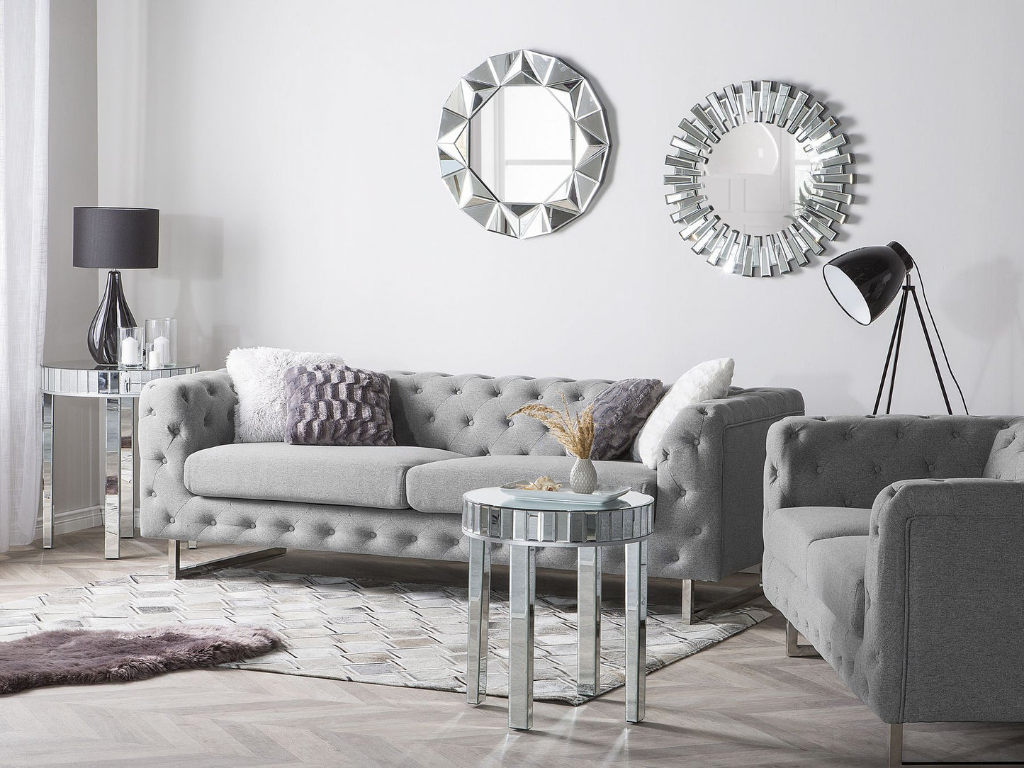 2 Seater Fabric Sofa Grey VISSLAND