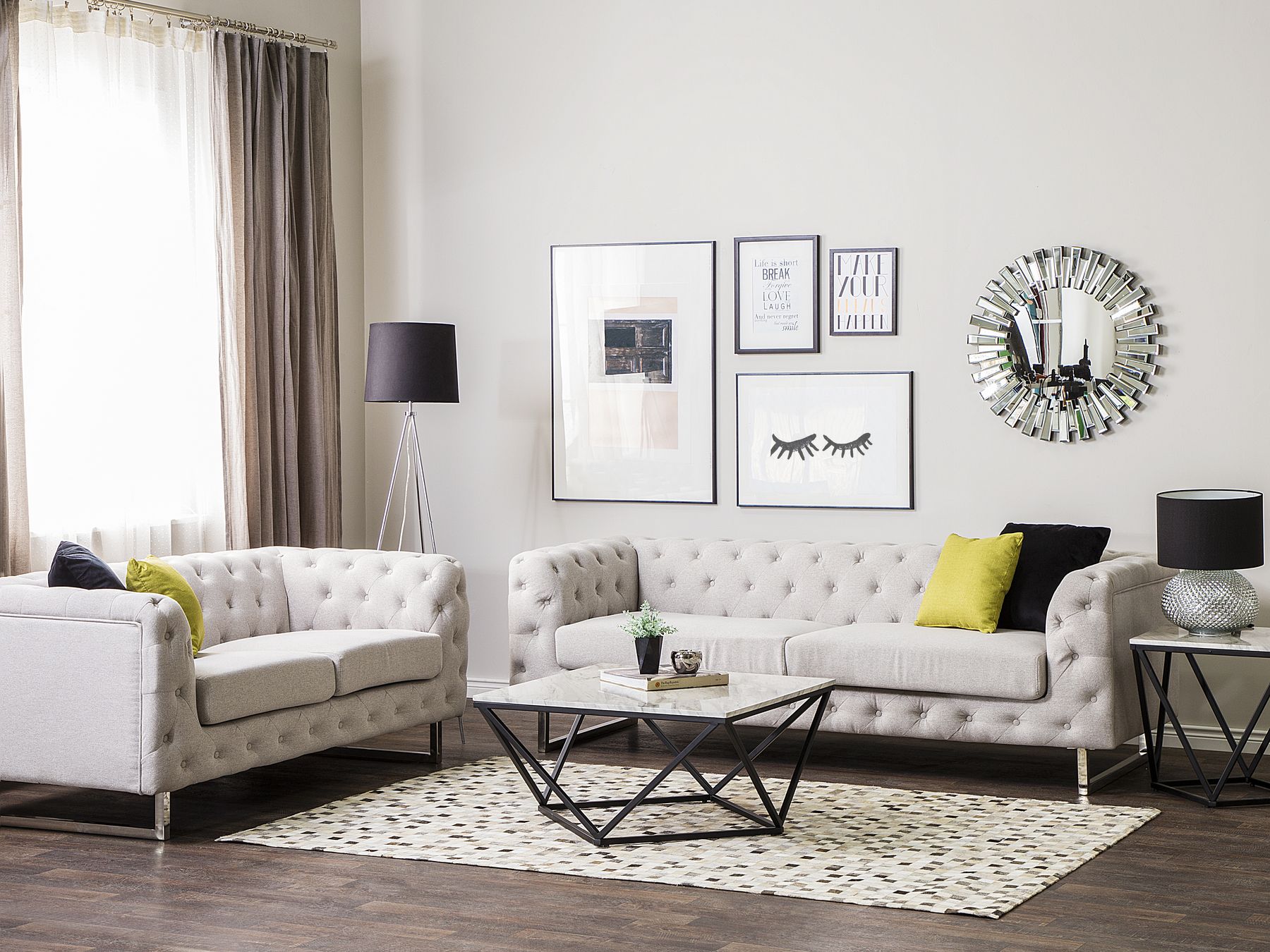 2 Seater Fabric Sofa Beige VISSLAND