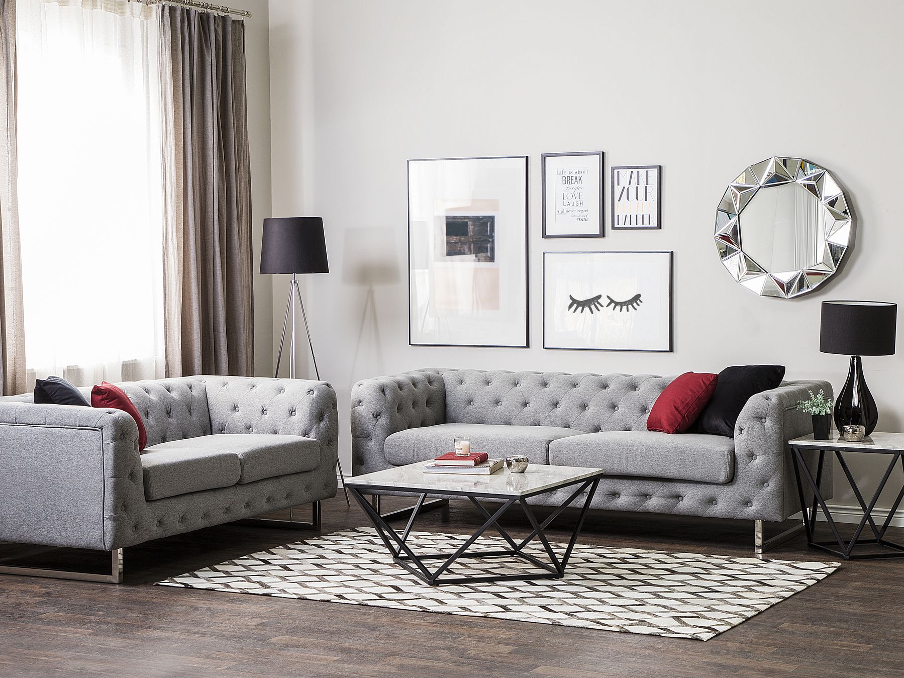 2 Seater Fabric Sofa Grey VISSLAND