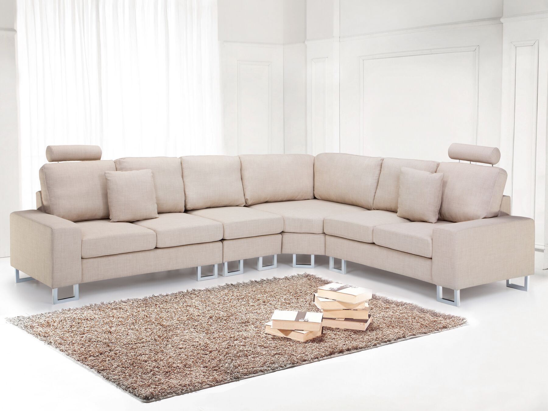 Left Hand Corner Fabric Sofa Beige STOCKHOLM
