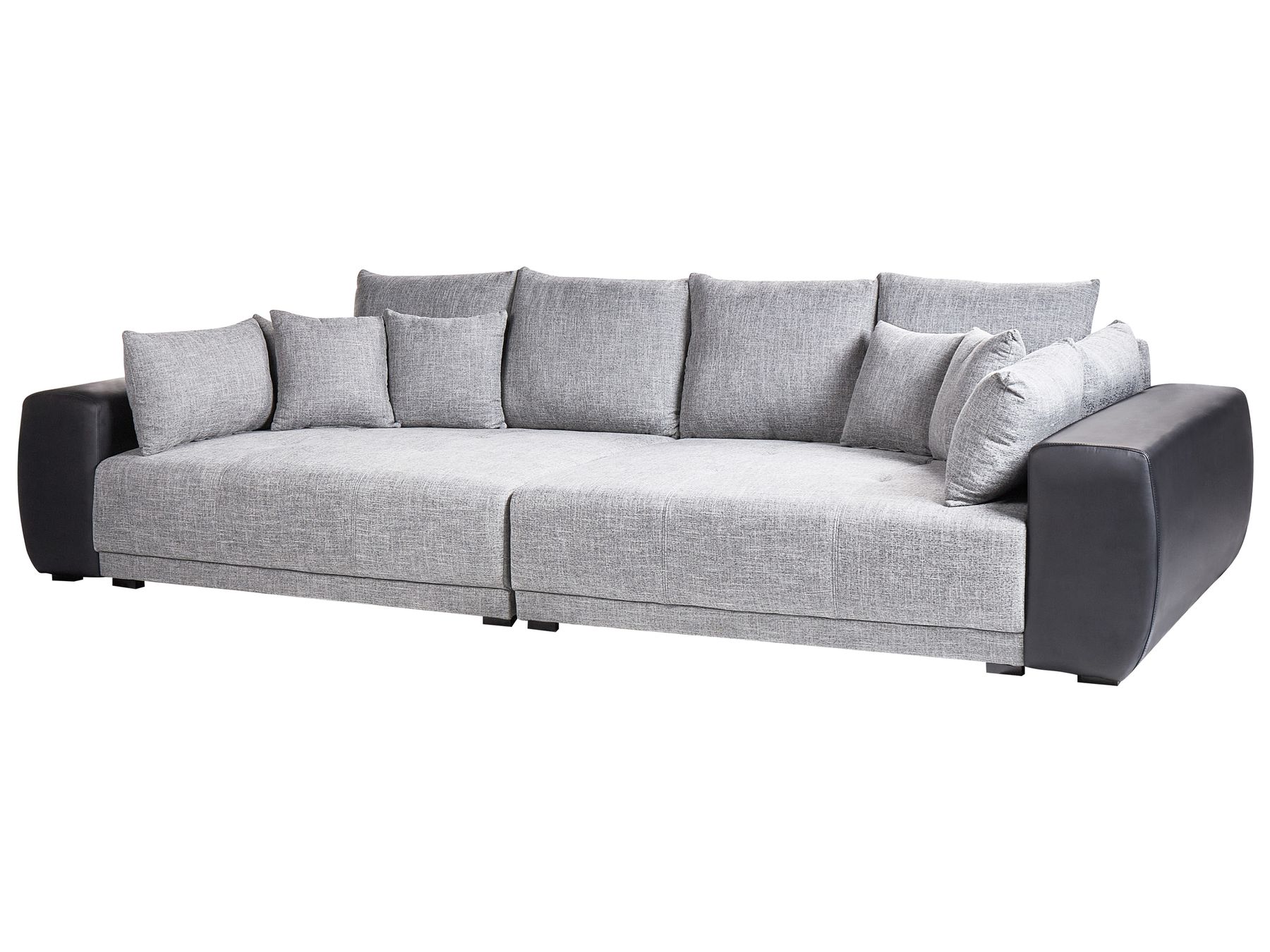 4 Seater Fabric Sofa Grey and Black TORPO