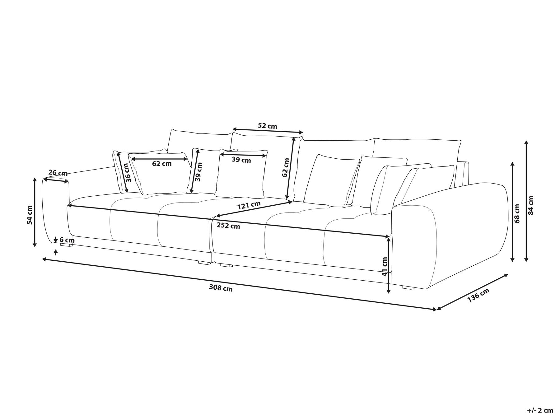 4 Seater Fabric Sofa Grey and Black TORPO