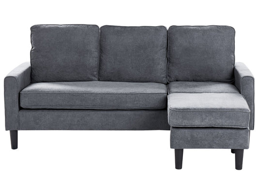 3 Seater Fabric Sofa with Ottoman Dark Grey AVESTA