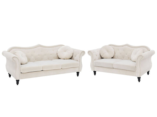 2 Seater Velvet Sofa Beige SKIEN
