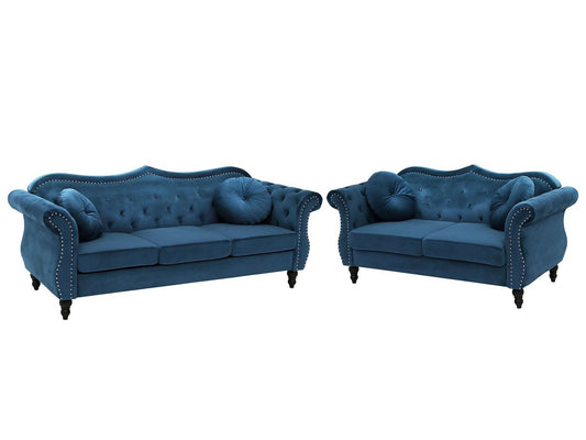 2 Seater Velvet Sofa Navy Blue SKIEN