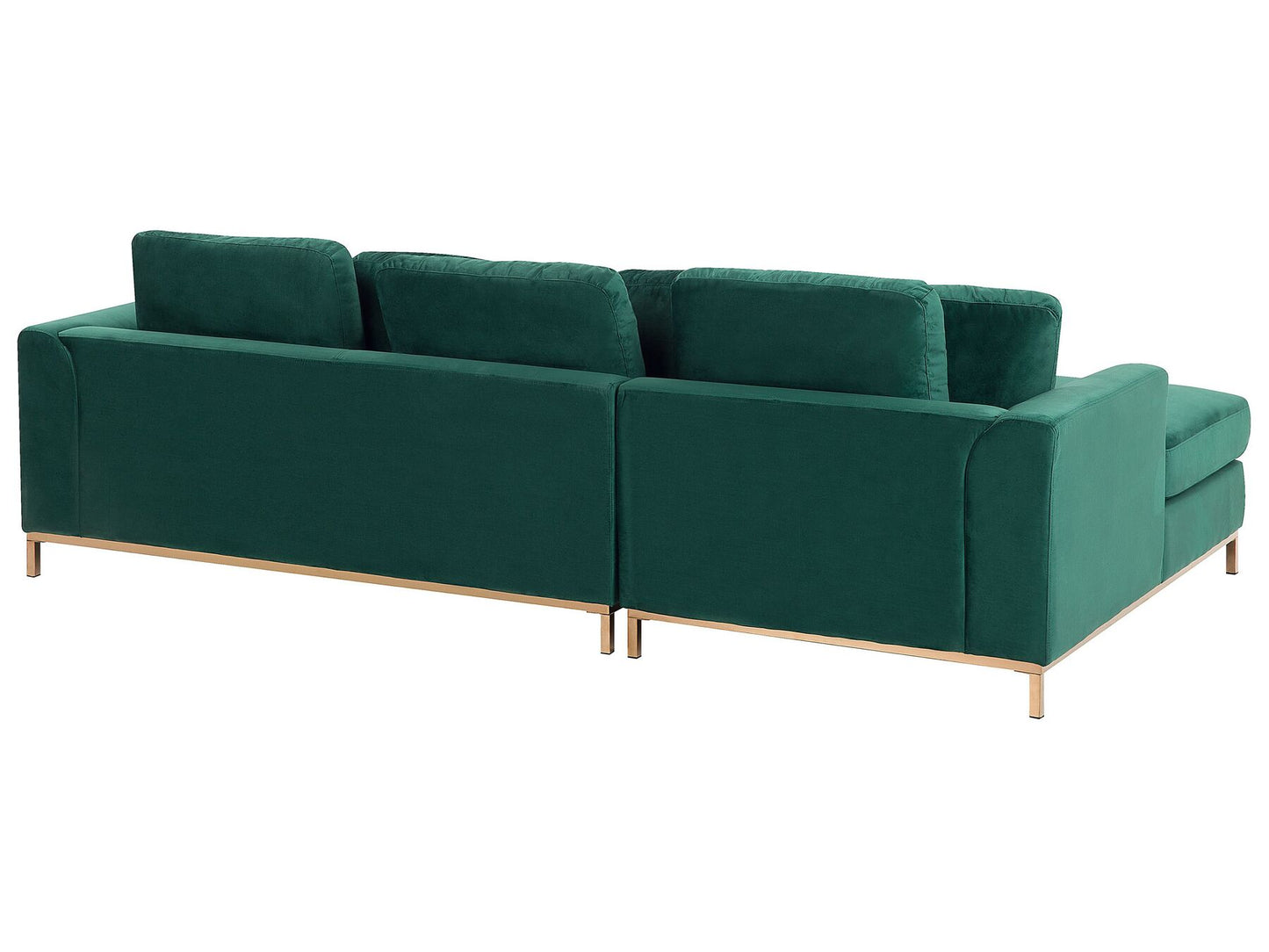 Left Hand Velvet Corner Sofa with Ottoman Emerald Green OSLO