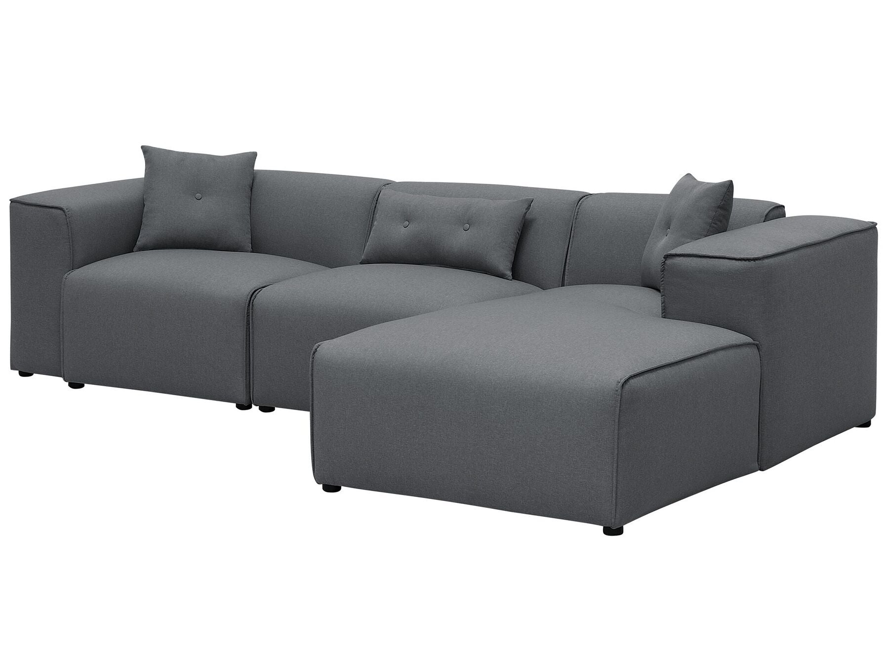 Left Hand Fabric Corner Sofa Dark Grey DOLVA
