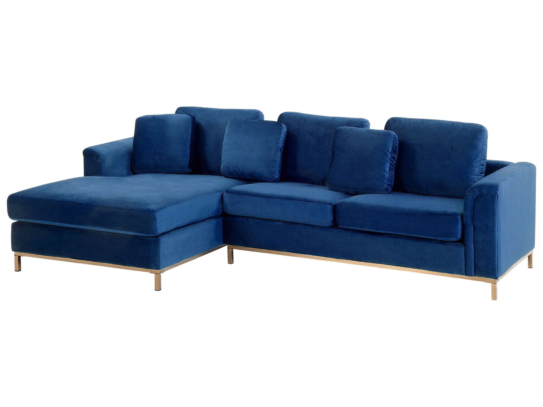 Right Hand Velvet Corner Sofa Navy Blue OSLO