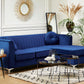 Left Hand Velvet Corner Sofa Navy Blue TIMRA