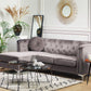 Right Hand Velvet Corner Sofa Grey FLEN