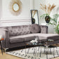 Left Hand Velvet Corner Sofa Grey FLEN