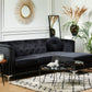 Left Hand Velvet Corner Sofa Black FLEN