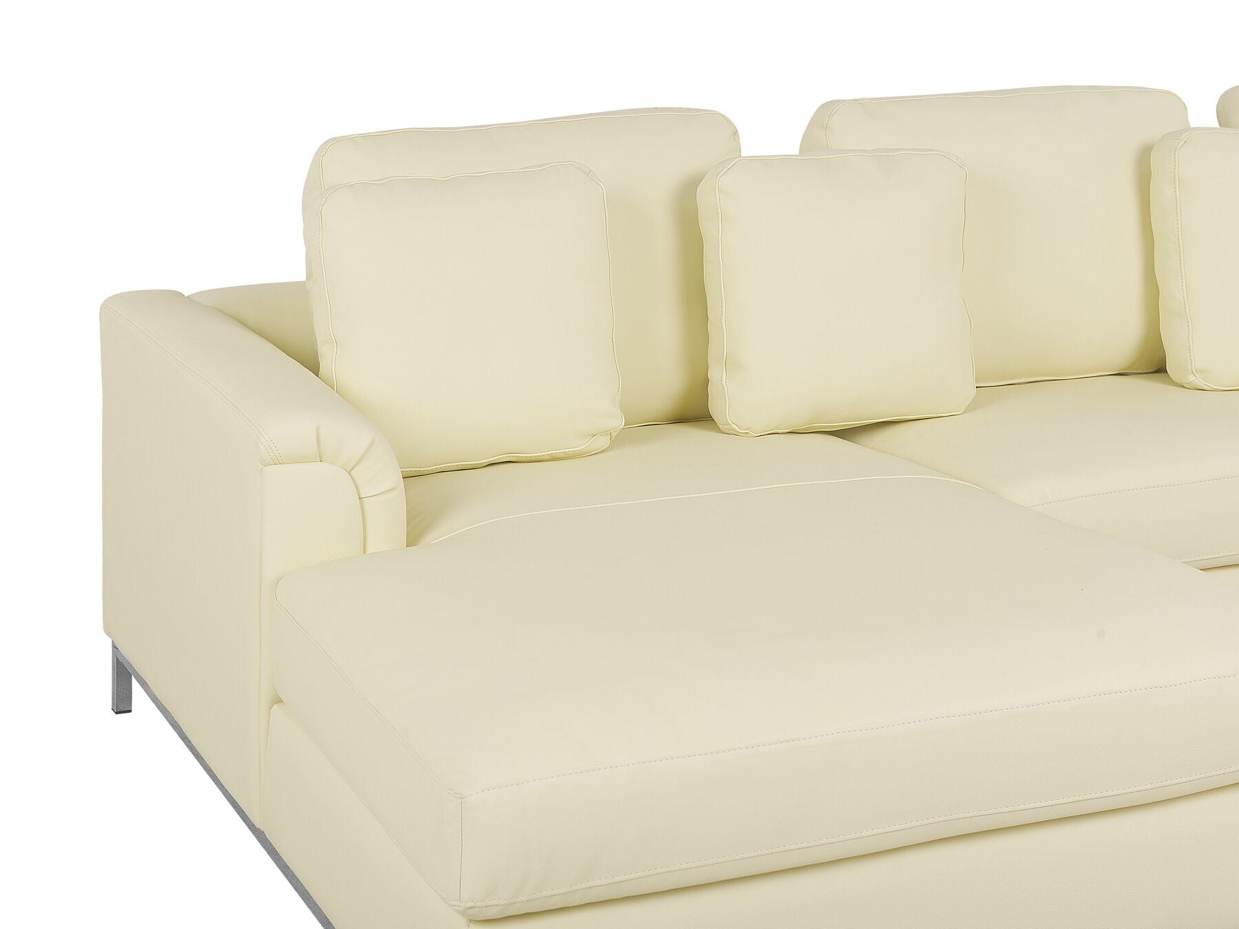 Right Hand Leather Corner Sofa Beige OSLO