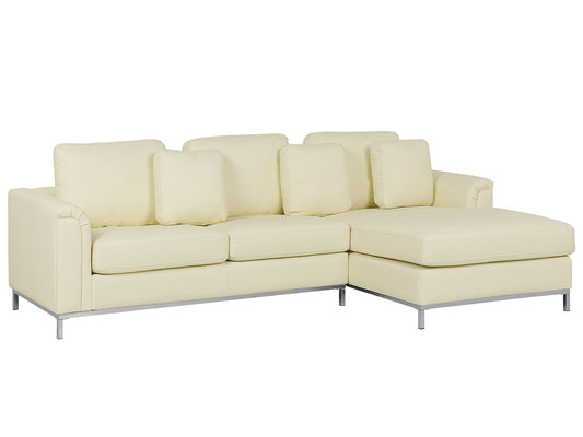 Left Hand Leather Corner Sofa Beige OSLO