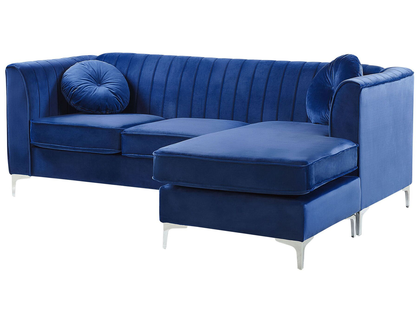 Left Hand Velvet Corner Sofa Navy Blue TIMRA