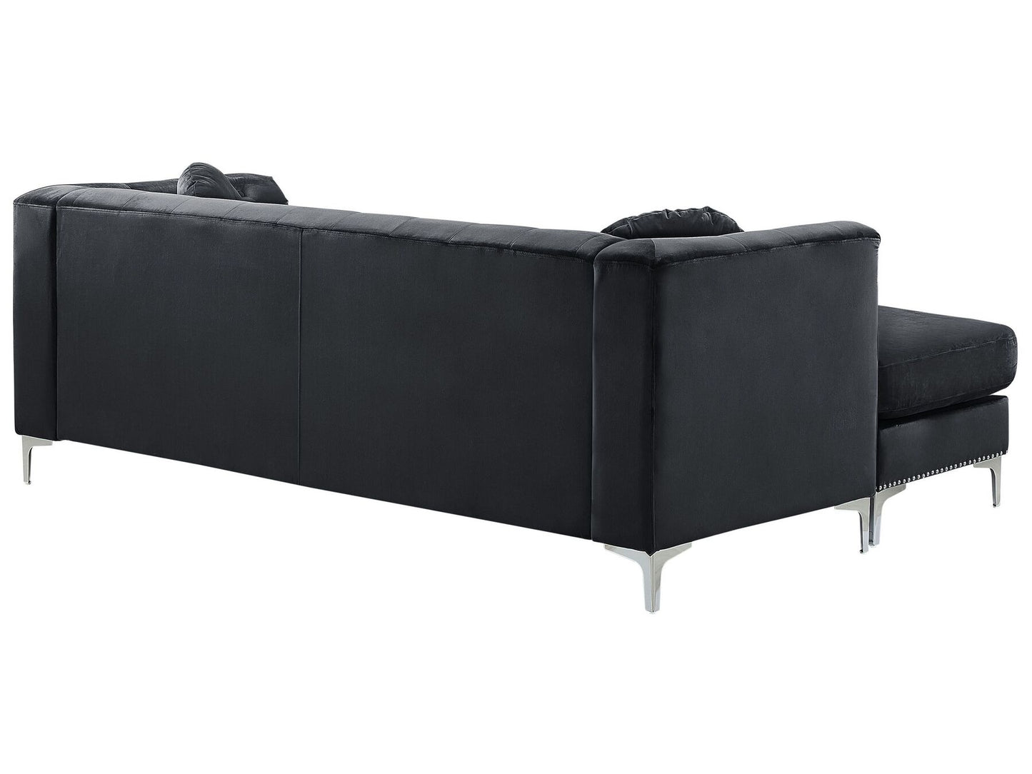 Right Hand Velvet Corner Sofa Black FLEN