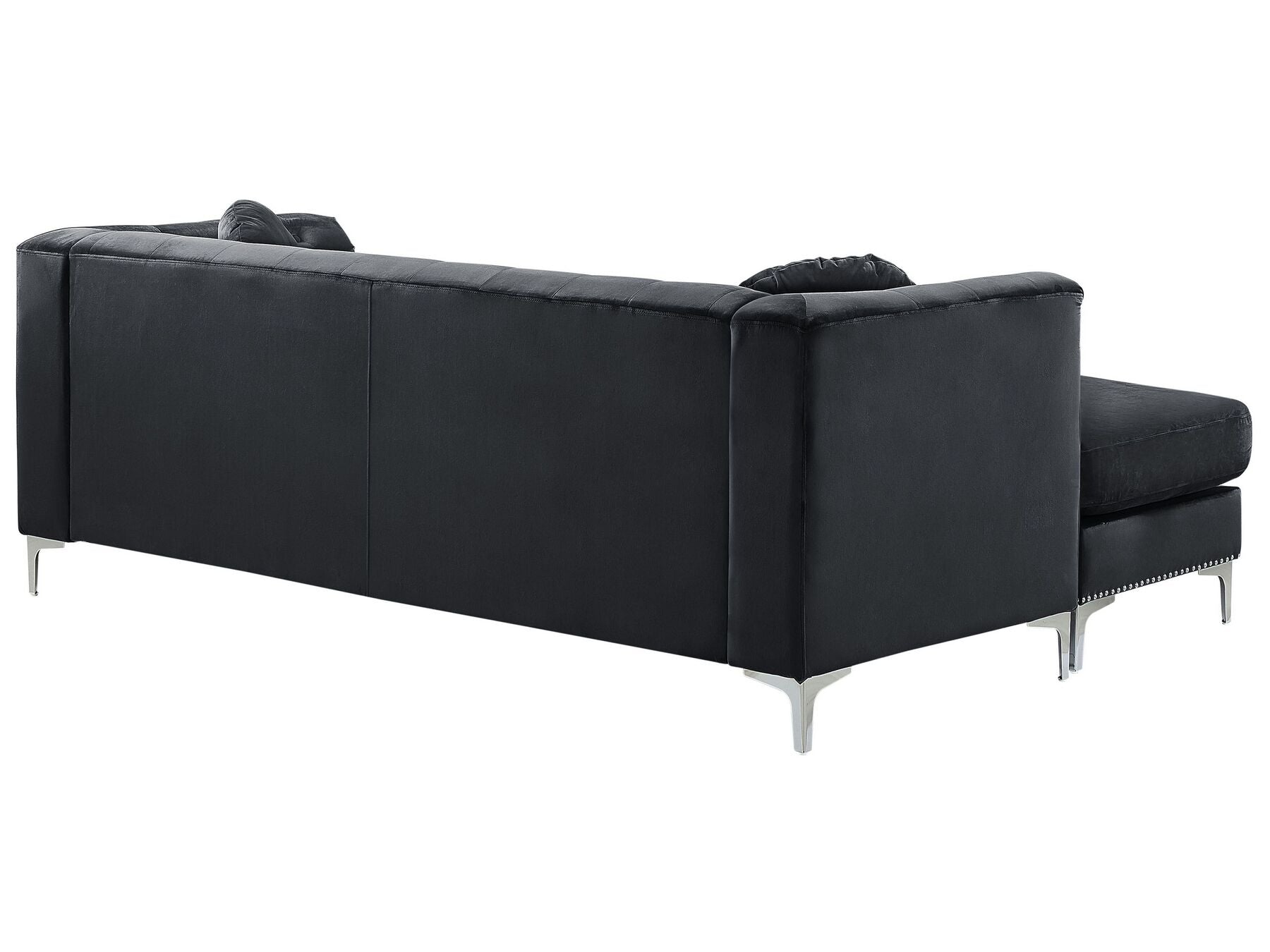 Right Hand Velvet Corner Sofa Black FLEN