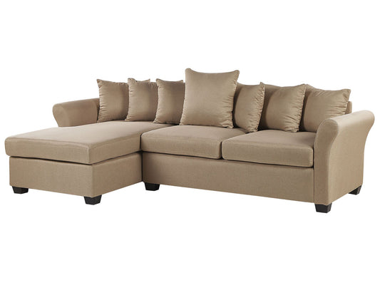 Corner Sofa VIKNA Fabric Beige 3 Seater Right Hand