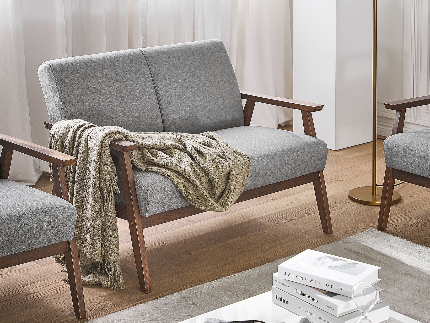 2 Seater Fabric Sofa Grey ASNES