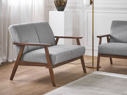2 Seater Fabric Sofa Grey ASNES