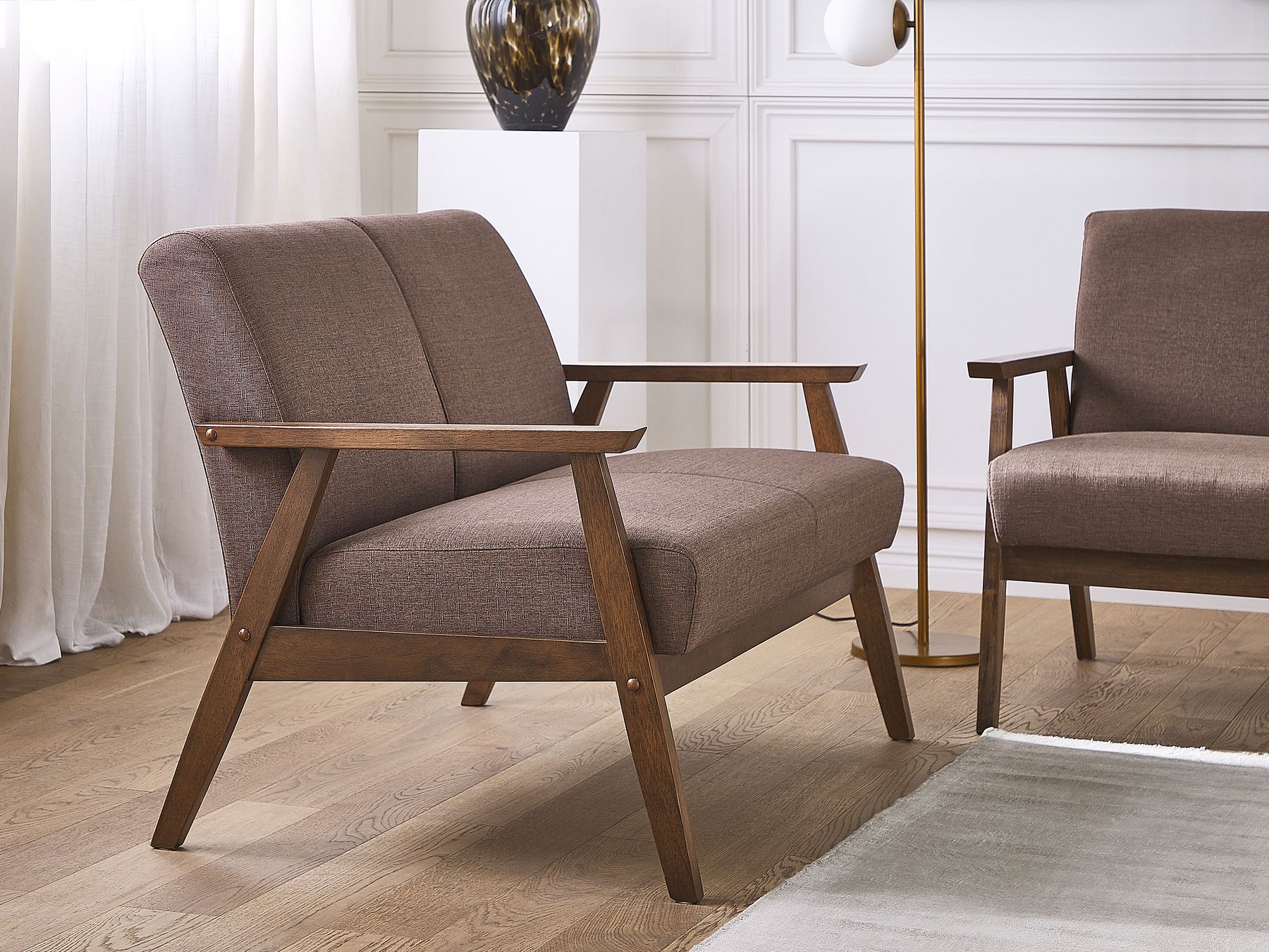 2 Seater Fabric Sofa Brown ASNES