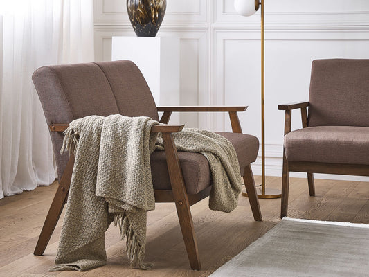 2 Seater Fabric Sofa Brown ASNES