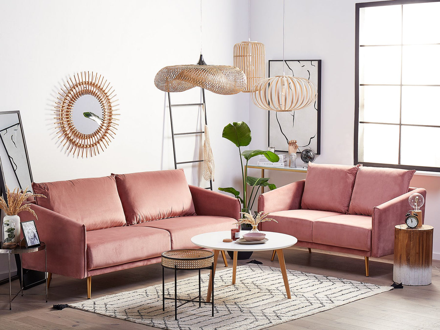 2 Seater Velvet Sofa Pink MAURA