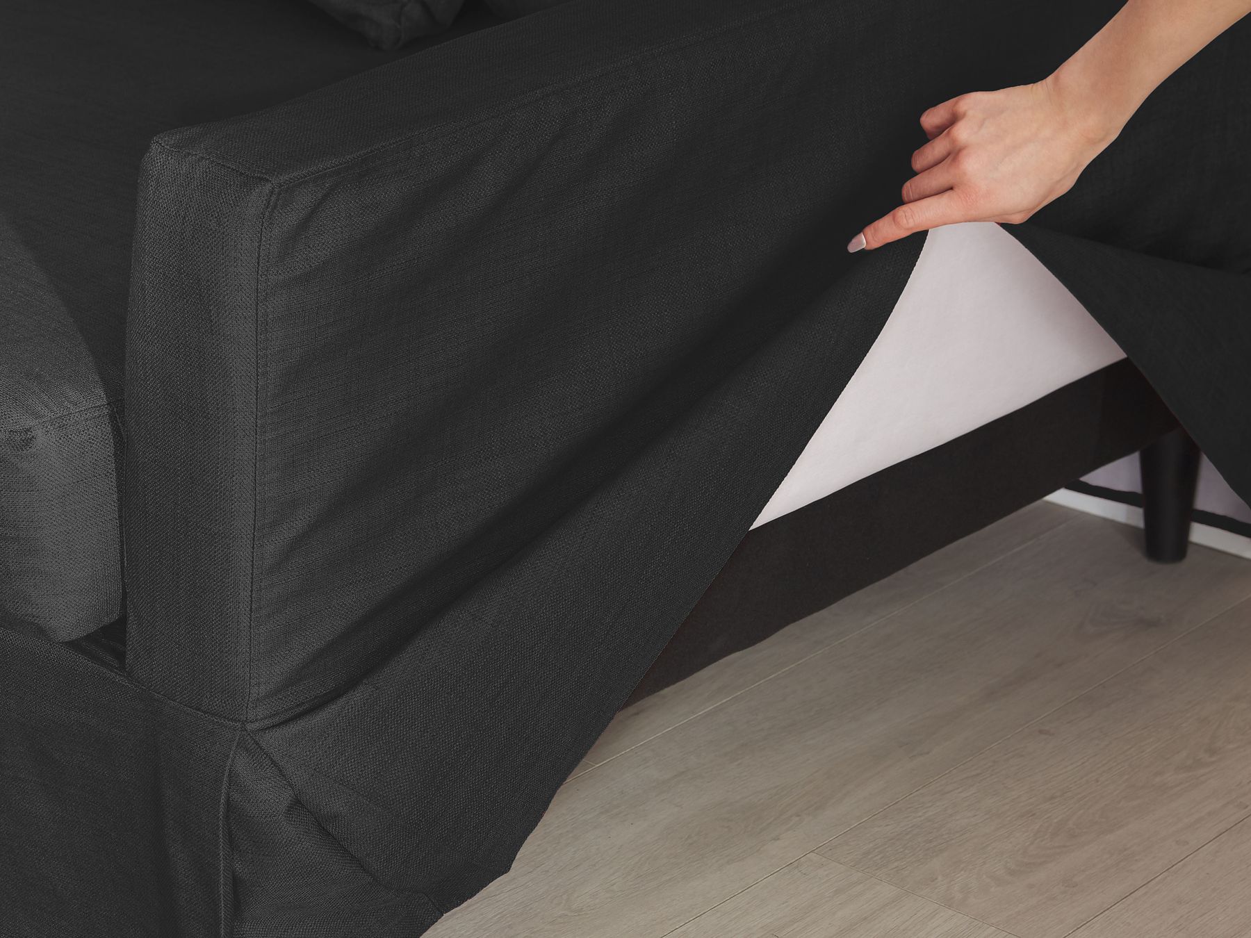 3 Seater Fabric Sofa Black GILJA