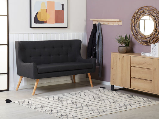 2 Seater Fabric Kitchen Sofa Black SKIBBY