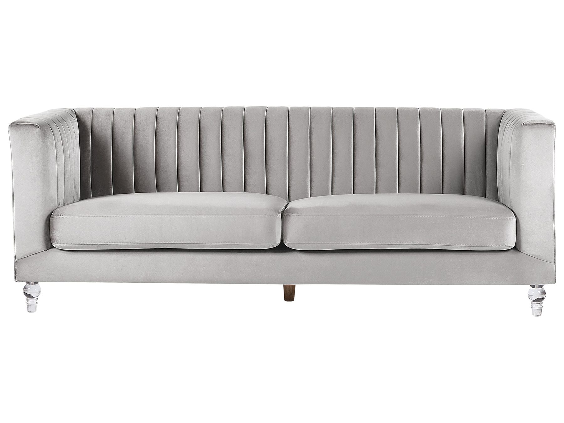 3 Seater Velvet Fabric Sofa Light Grey ARVIKA