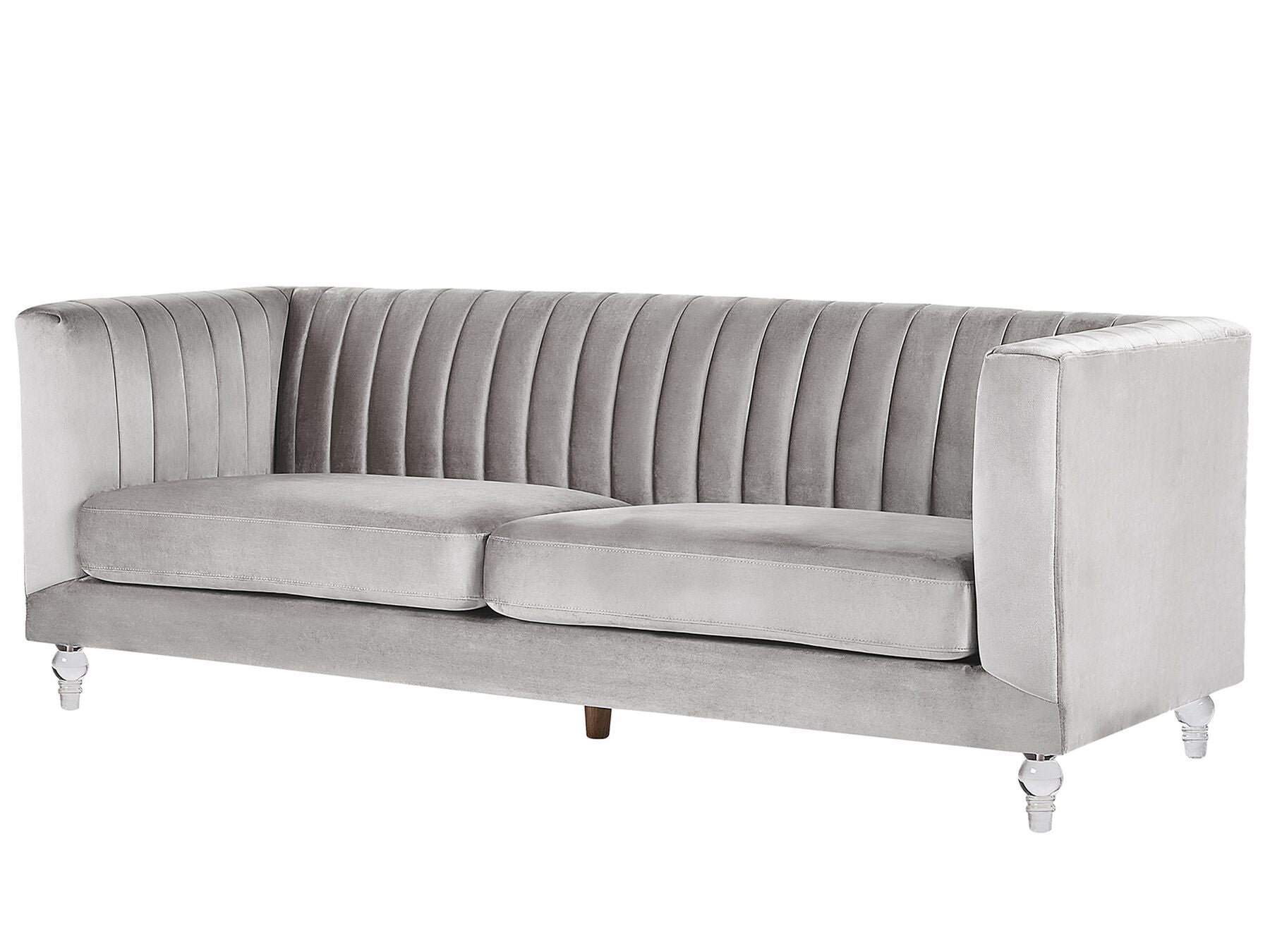 3 Seater Velvet Fabric Sofa Light Grey ARVIKA