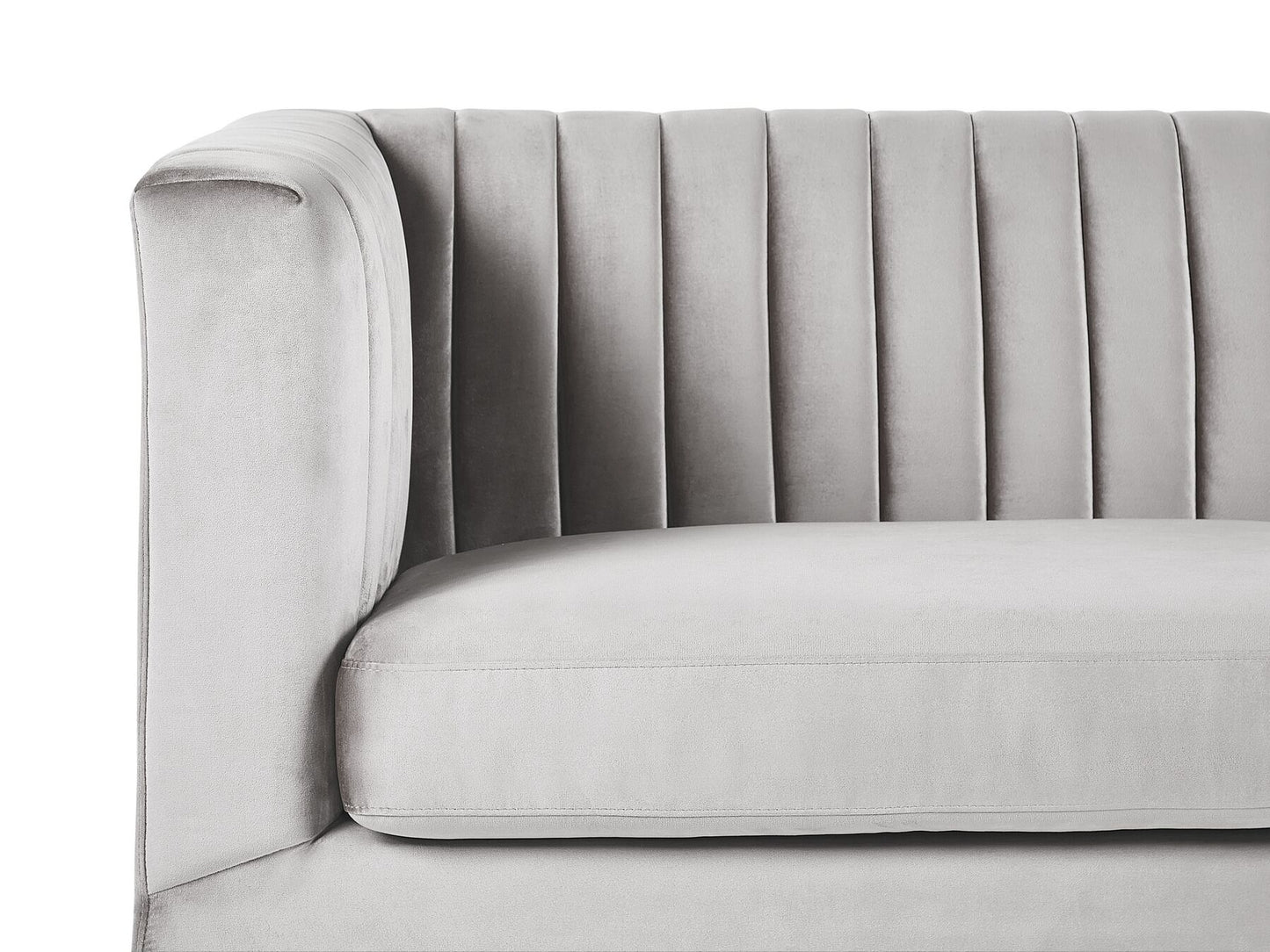 3 Seater Velvet Fabric Sofa Light Grey ARVIKA