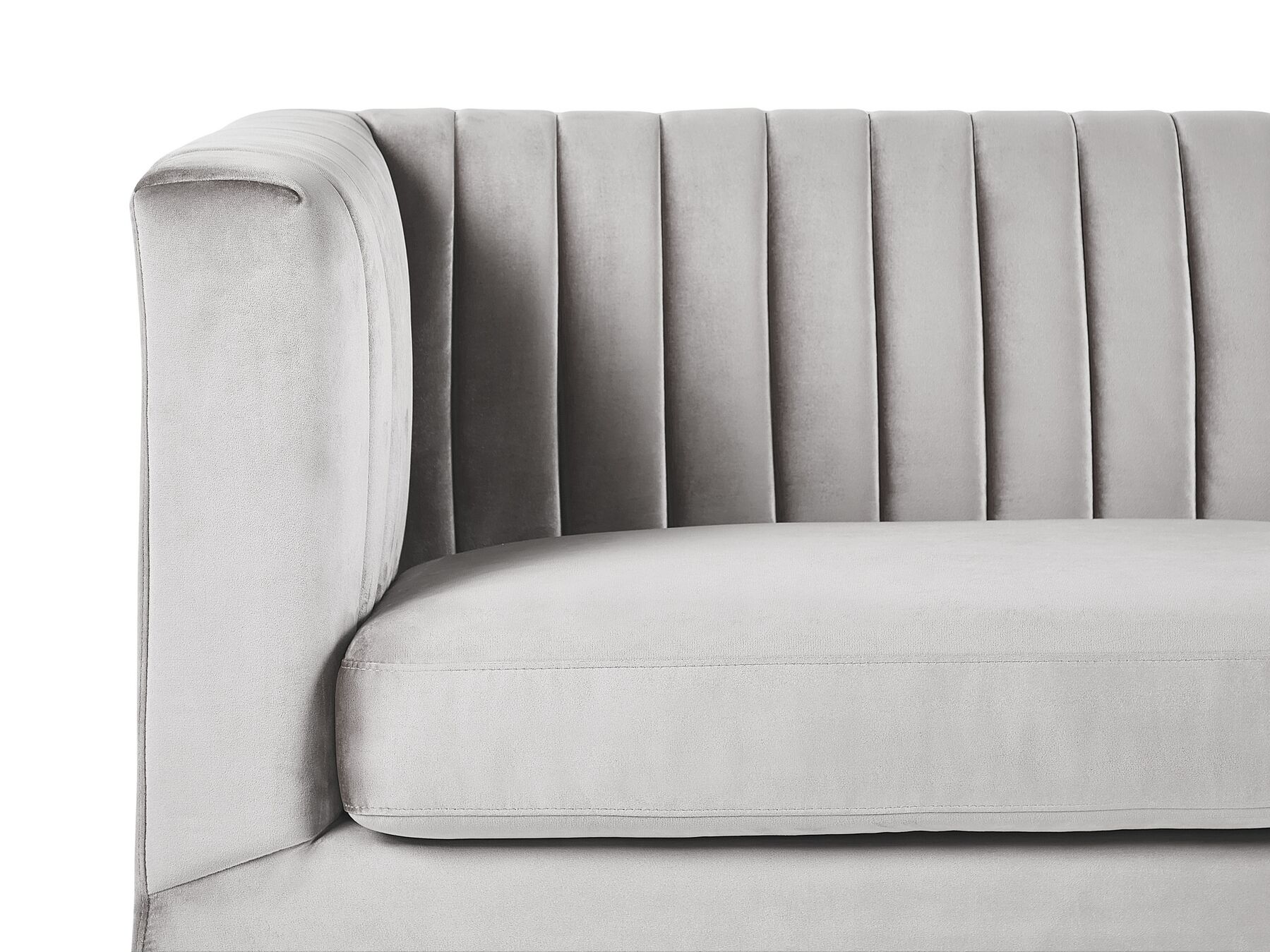 3 Seater Velvet Fabric Sofa Light Grey ARVIKA